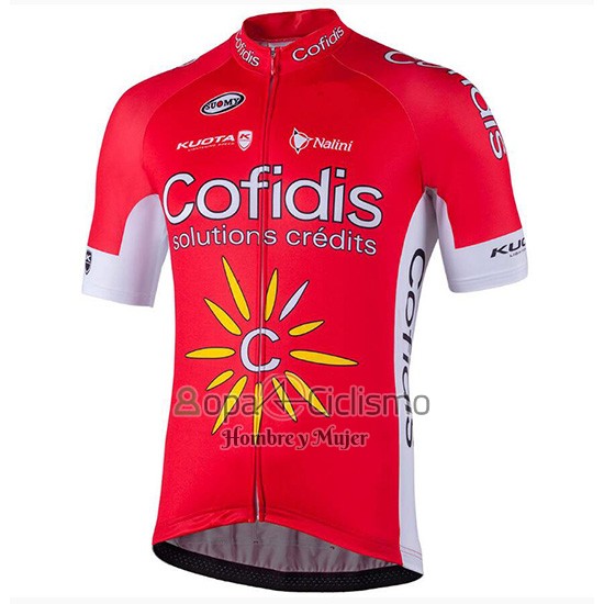 Cofidis Ropa Ciclismo Culotte Corto 2018 Mangas Cortas Confidis Rojo